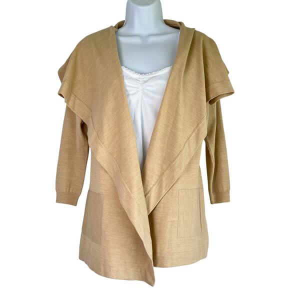 Theory Womens Wool Maritza B New Steady Open Cardigan Camel Size Small Preppy - Picture 1 of 5